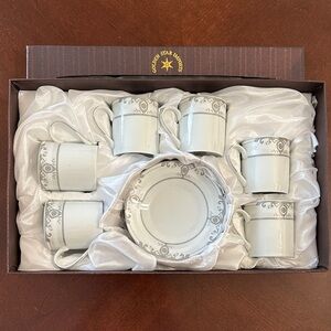 Golden Star Imports White and Silver Espresso Set